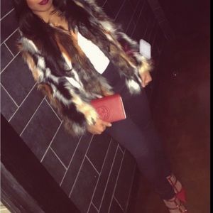 Multicolor faux fur jacket